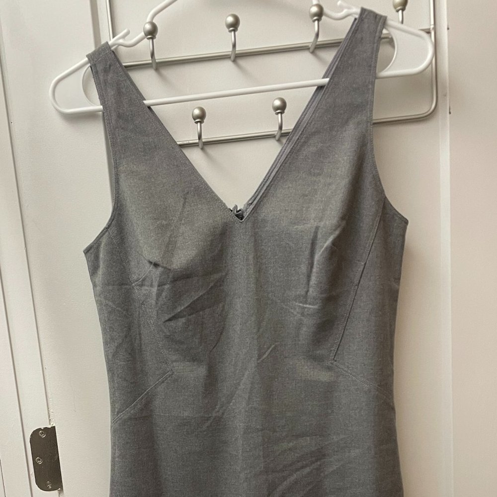 Banana Republic Grey Sleeveless Luxe Brushed Twill Sheath Dress
